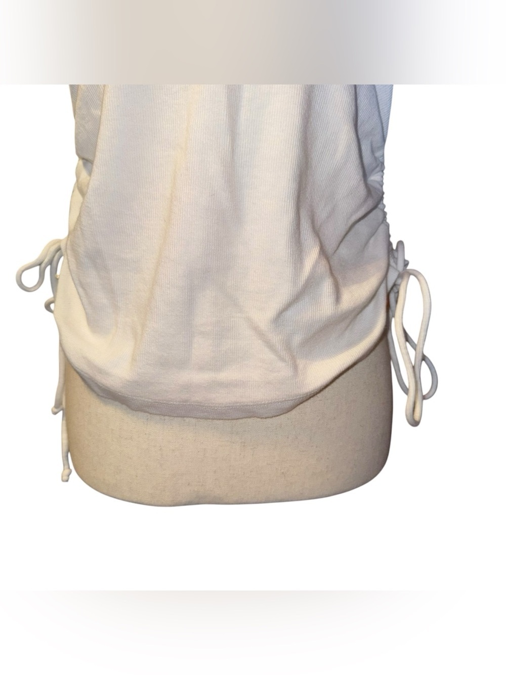 ANTHROPOLOGIE PILCRO Square Neck Ribbed Ruched Tank Top White Size Medium - Picture 7 of 14